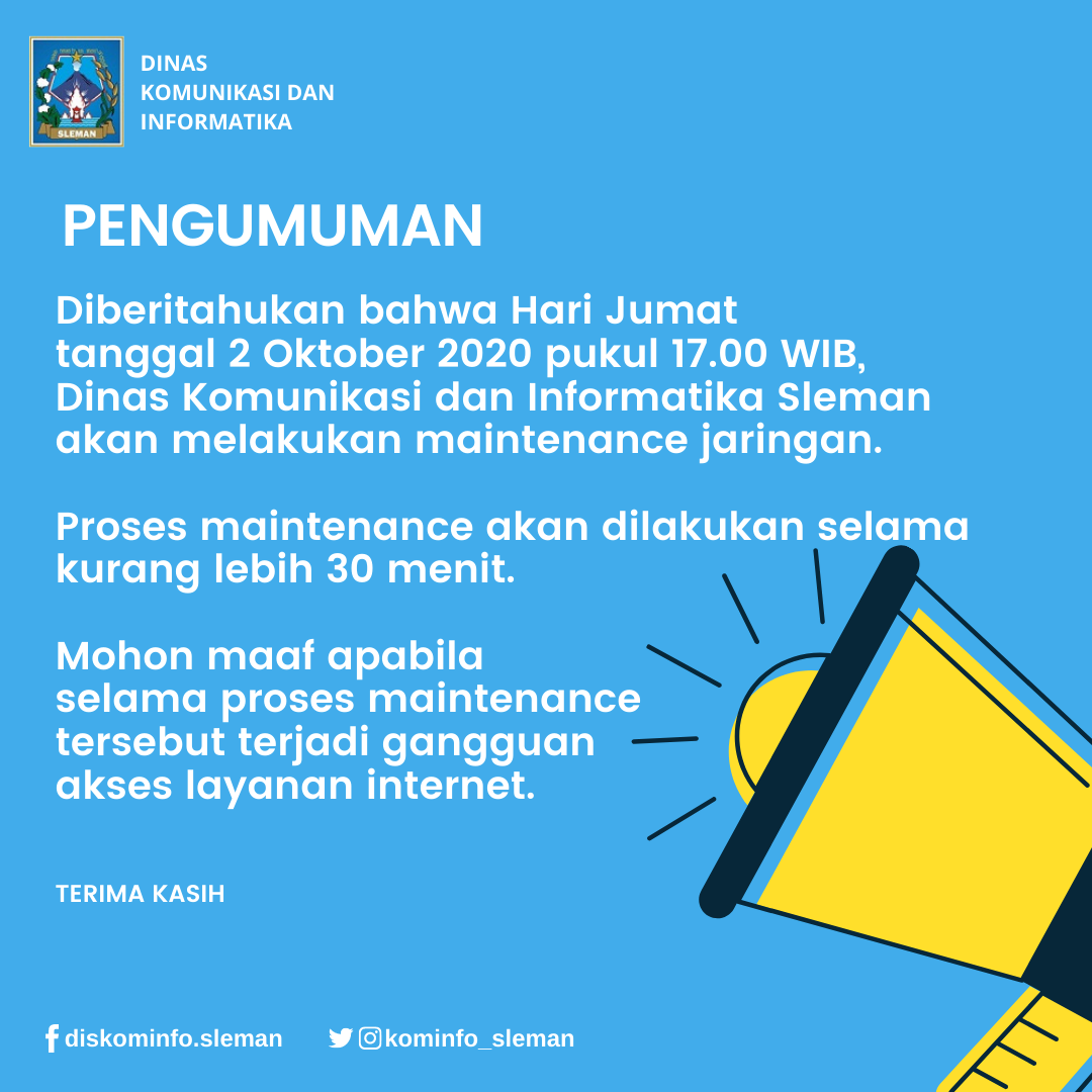 Maintenance Jaringan Internet 2 Oktober 2020