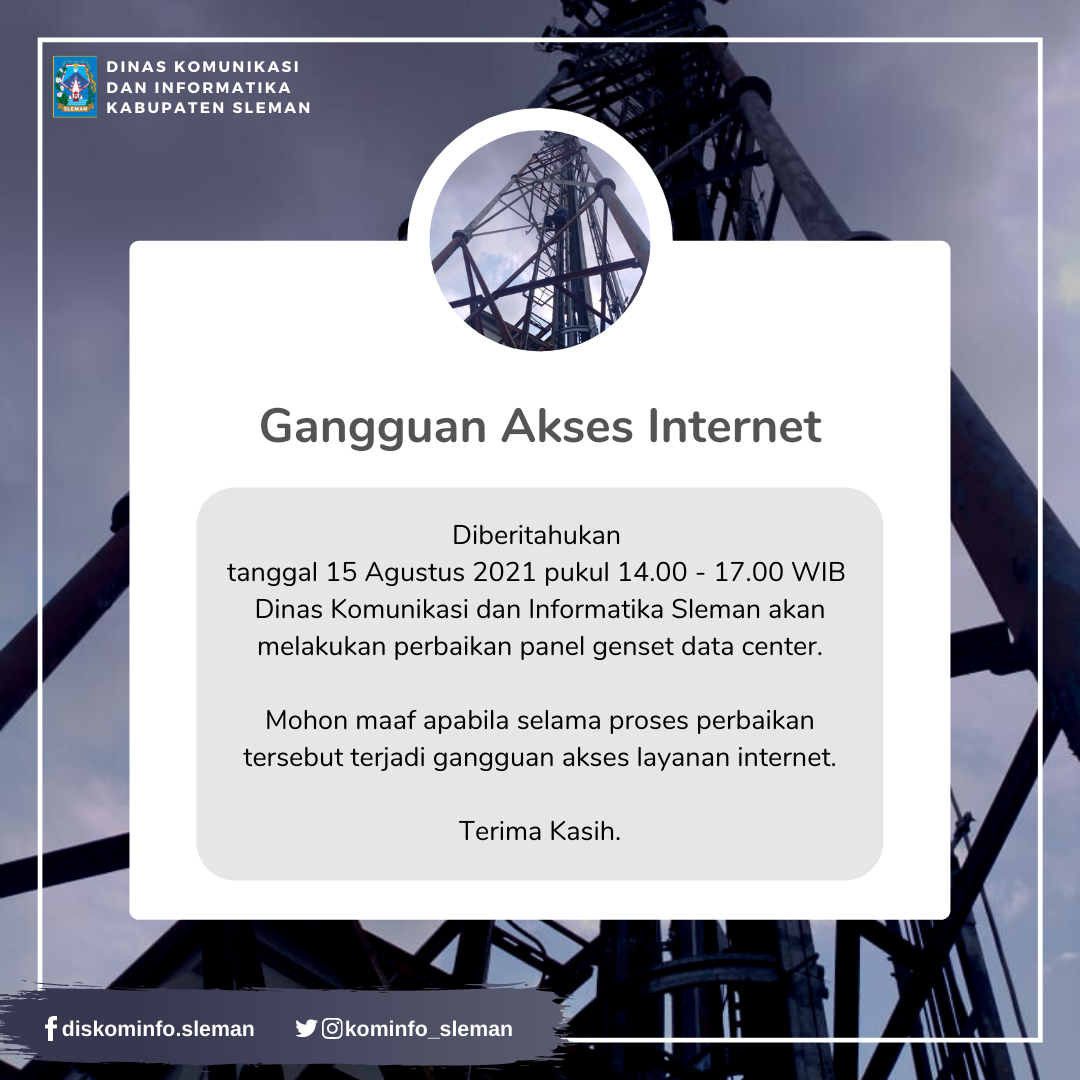 Gangguan jaringan internet 15 Agustus 2021